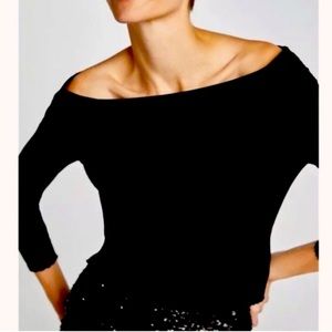 Zahra off the shoulder black ribbed top